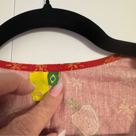 🍍 FARM Rio Red Tropical Print Ruffle Smocked Peplum Blouse (Size P / Small) - Picture 6 of 10